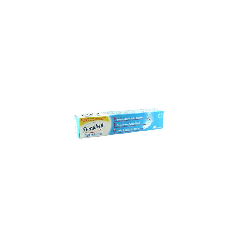Steradent Triple acción plus limpieza prótesis 30 tabletas