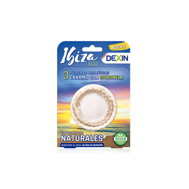 Dexin Pulsera Ibiza Antimosquitos Citronela y Cañamo Eco 3 Uds