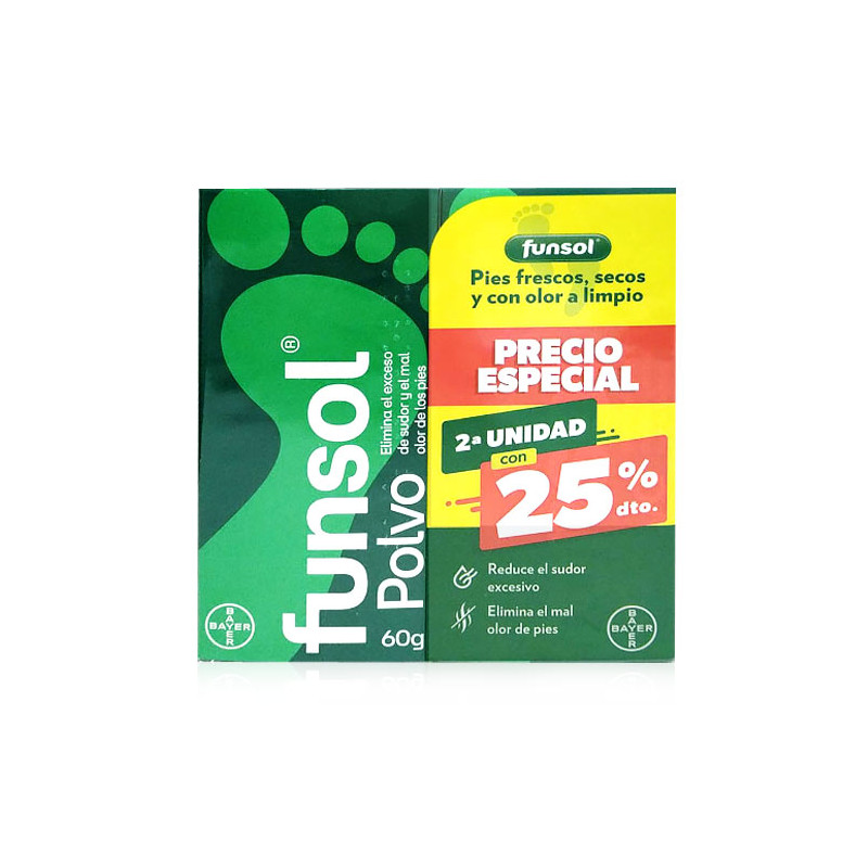 Funsol Polvo Sudor y Mal Olor de Pies Duplo 2x60gr