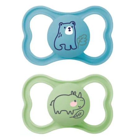 Mam Air Chupete Silicona Azul-Verde 6m+ 2Uds