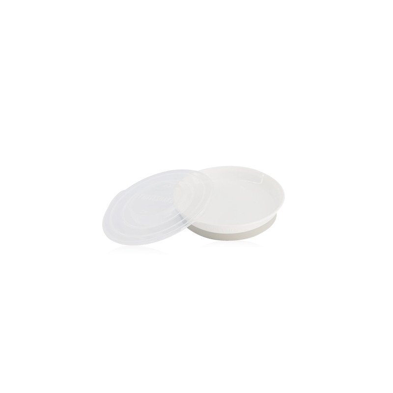 Twistshake Plato Antideslizante con Tapa Blanco 1 Ud