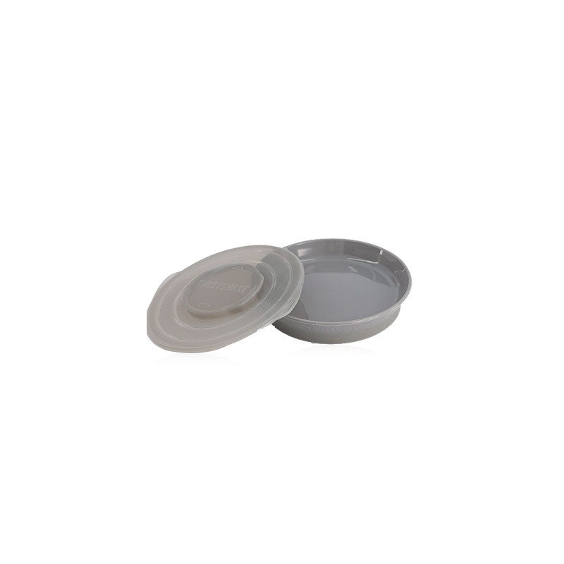Twistshake Plato Antideslizante con Tapa Gris 1 Ud