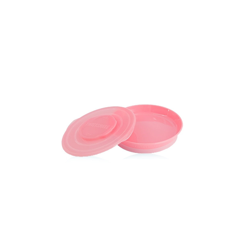 Twistshake Plato Antideslizante con Tapa Rosa 1 Ud