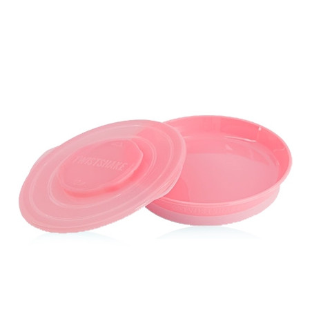 Twistshake Plato Antideslizante con Tapa Rosa 1 Ud