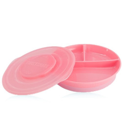 Twistshake Plato Dividido Antideslizante con Tapa Rosa 1 Ud