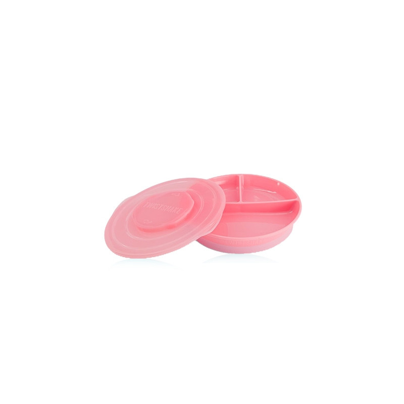 Twistshake Plato Dividido Antideslizante con Tapa Rosa 1 Ud
