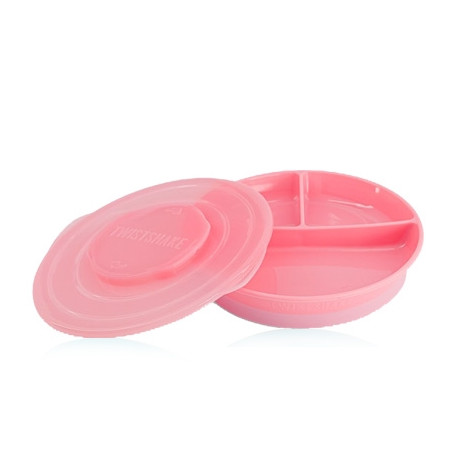 Twistshake Plato Dividido Antideslizante con Tapa Rosa 1 Ud