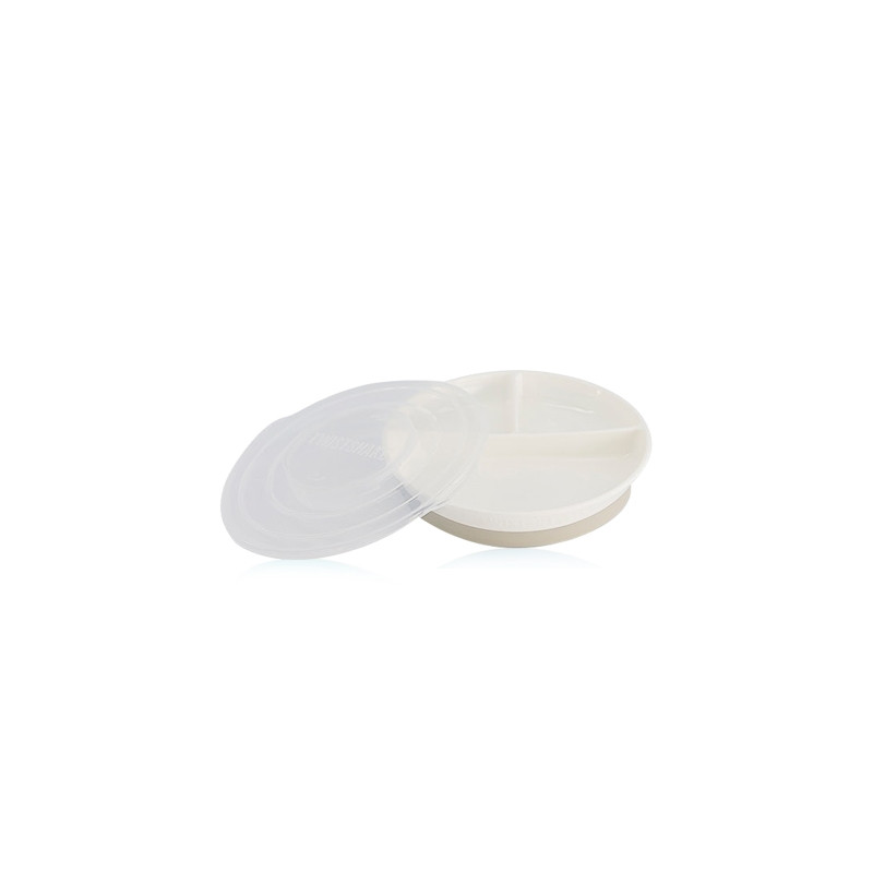 Twistshake Plato Dividido Antideslizante con Tapa Blanco 1 Ud