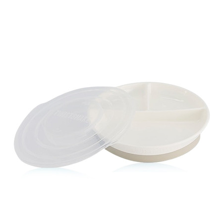 Twistshake Plato Dividido Antideslizante con Tapa Blanco 1 Ud
