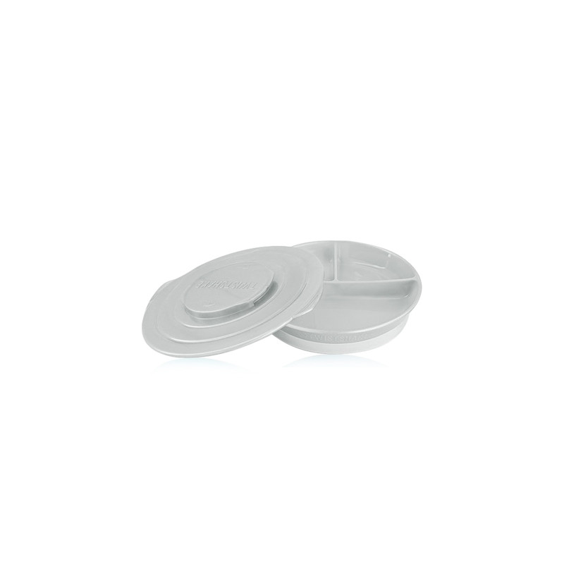 Twistshake Plato Dividido Antideslizante con Tapa Gris 1 Ud
