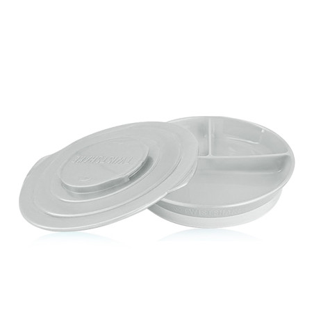 Twistshake Plato Dividido Antideslizante con Tapa Gris 1 Ud