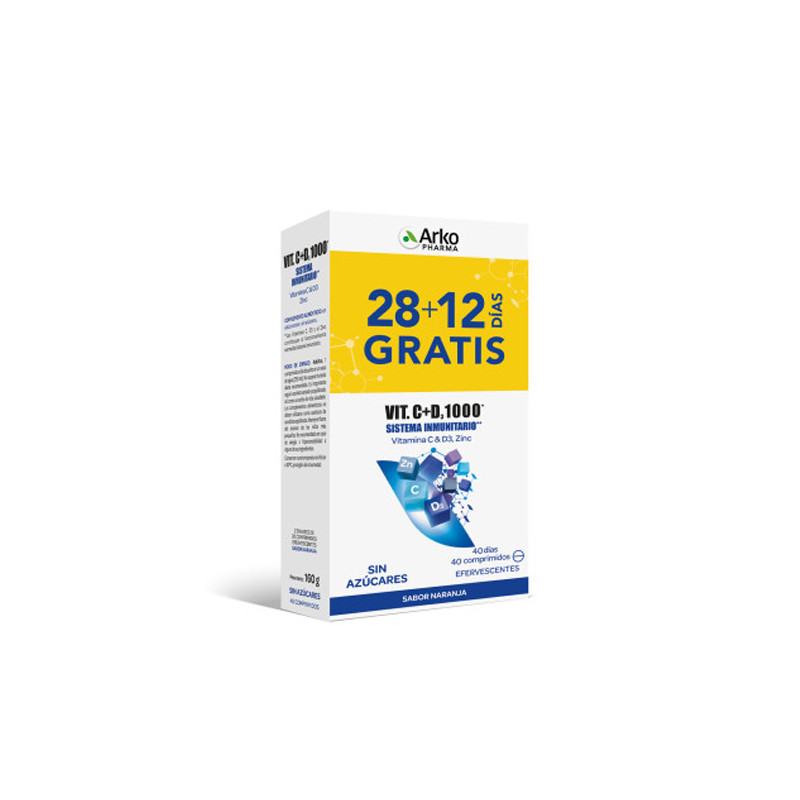 Arkopharma Vit C y D3 + Zinc Sabor Naranja Duplo 2x20 Comp Eferv