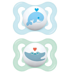 Mam Air Chupete Silicona Azul-Verde 0m+ 2Uds
