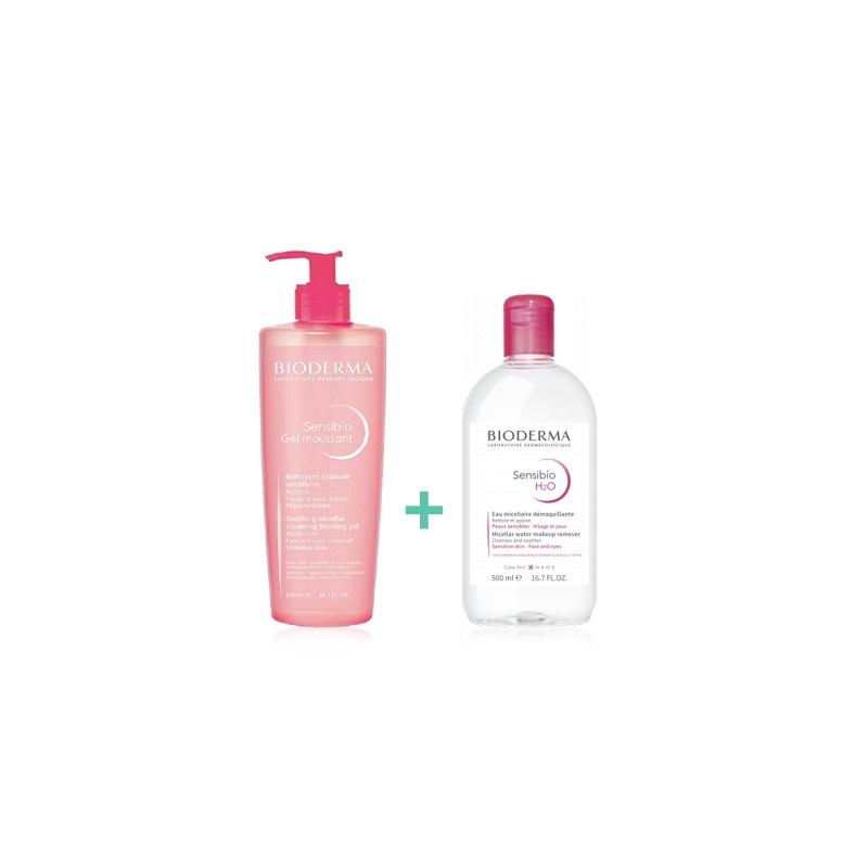 Bioderma Sensibio Gel Espumoso Limpiador 500ml+Agua Micelar 500ml