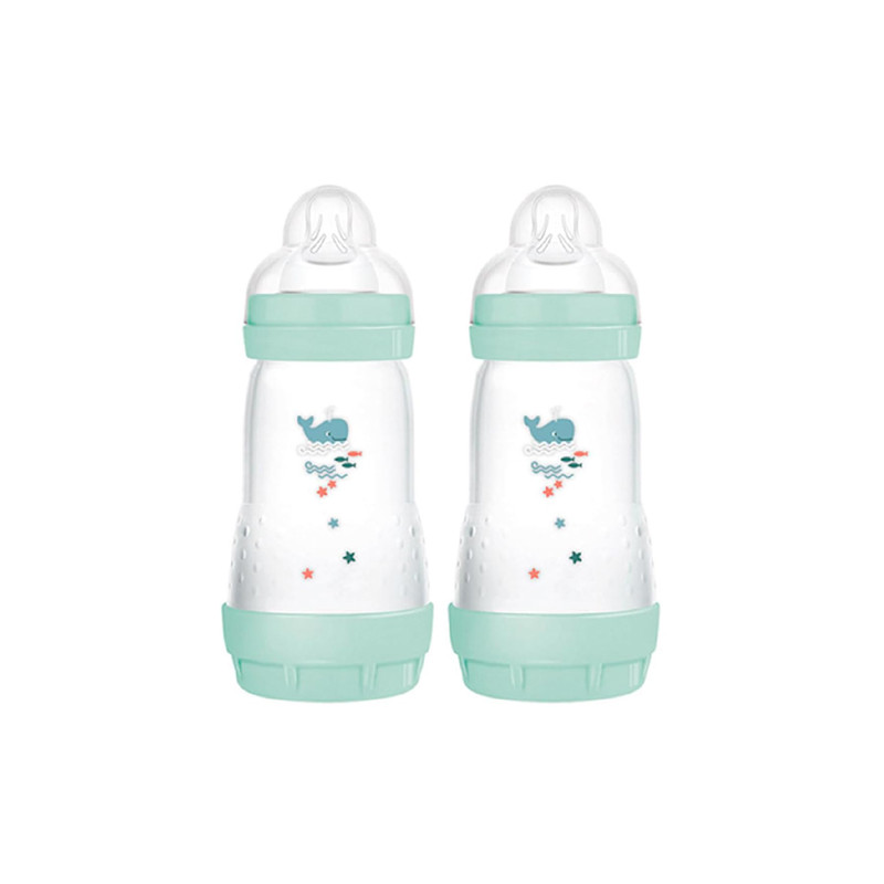 Mam Easy Start Bibe Anticolic Tet Silicona Azul 2m+ Duplo 2x260ml