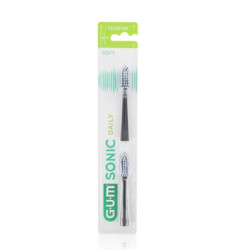 Gum Sonic Daily Recambio Cepillo Dental Suave Color Negro 2Uds