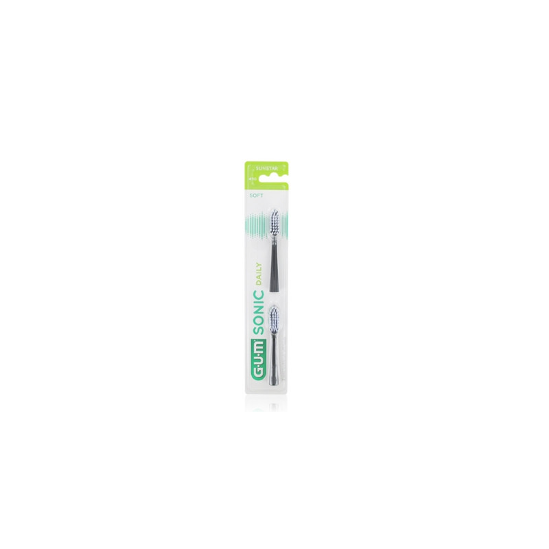 Gum Sonic Daily Recambio Cepillo Dental Suave Color Negro 2Uds