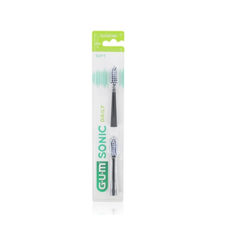 Gum Sonic Daily Recambio Cepillo Dental Suave Color Negro 2Uds