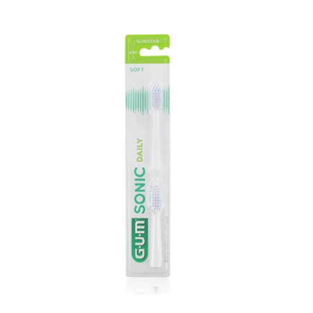 Gum Sonic Daily Recambio Cepillo Dental Suave Color Blanco 2Uds