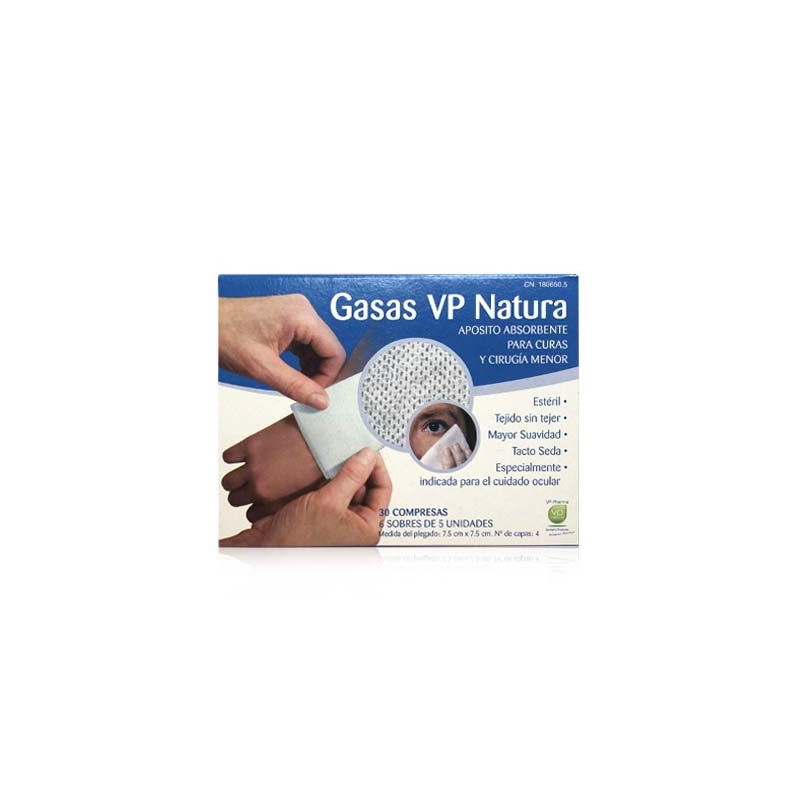 VP Natura Gasa Esteril Tejido sin Tejer 7,5x7,5cm 30 Uds