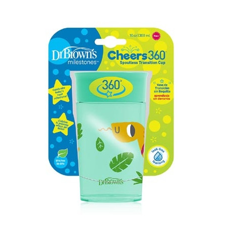 Dr Browns Cheers 360 Vaso Transicion Sin Boquilla Verde 9m+ 300ml