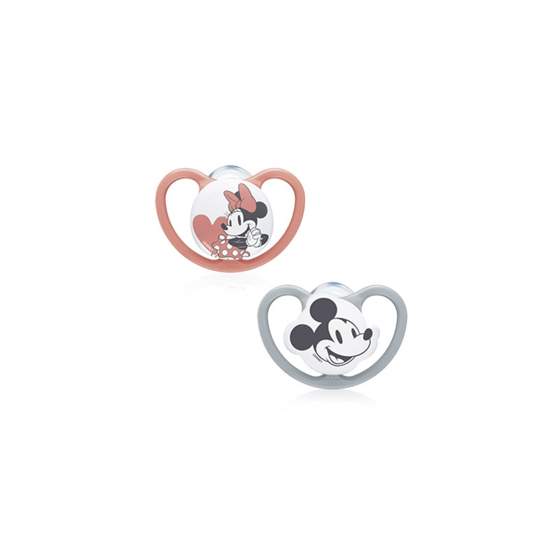 Nuk Space Mickey Chupete Silicona Gris-Rosa 18-36m 2 Uds