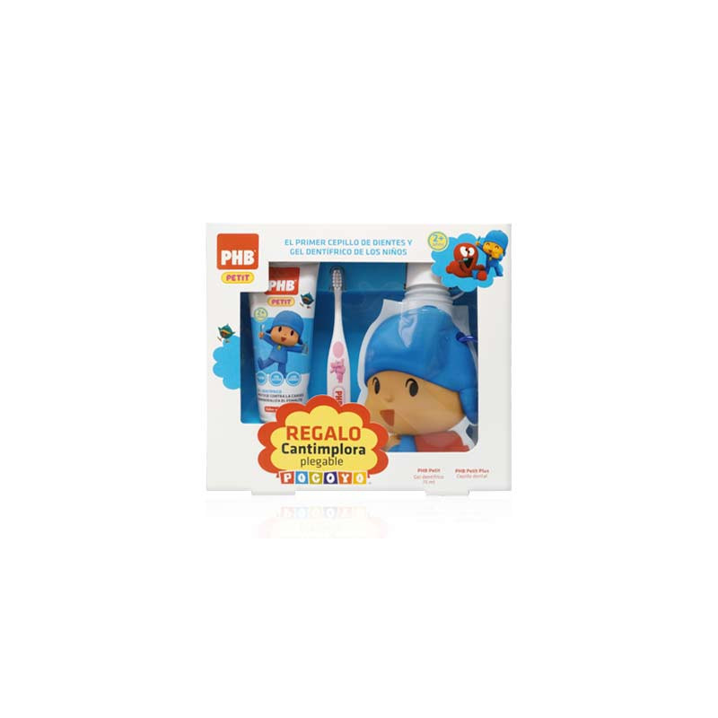 PHB Petit caída diente cepillo dental pocoyó+gel 75ml+cantimplora