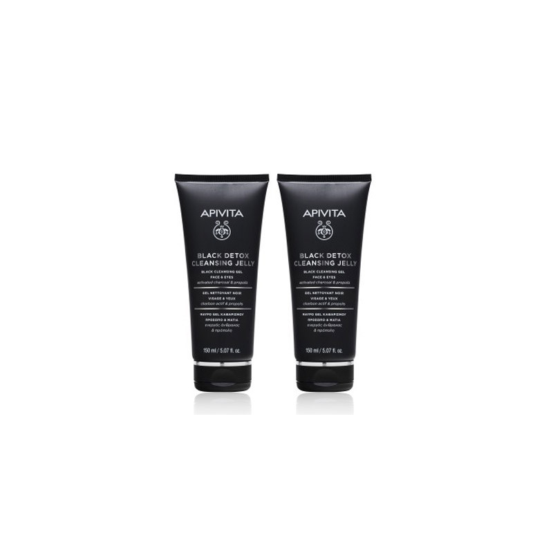 Apivita Black Detox Gel Limpiador Negro Rostro-Ojos Duplo 2x150ml