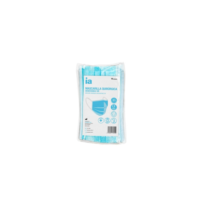 Interapothek Mascarilla Quirurgica IIR CE Azul 10 Uds