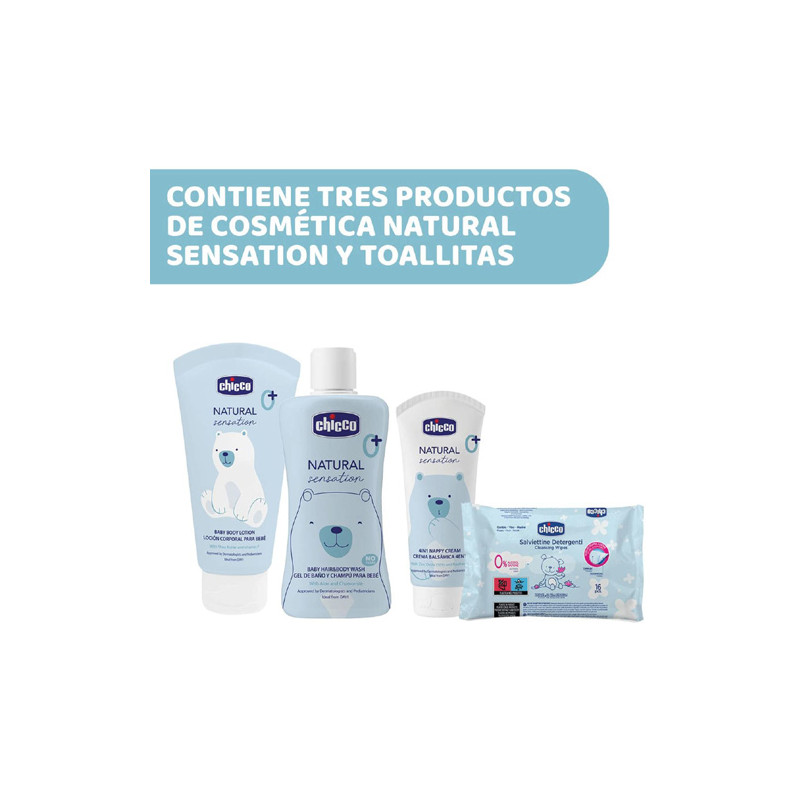 Chicco Natural Sensation Bolsa Cosmetica Pique Rosa 4 Productos