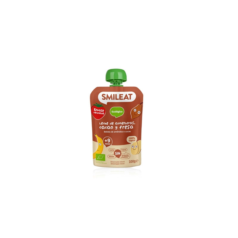Smileat Pouch Leche de Almendras Cacao y Fresa 9M+ 100g