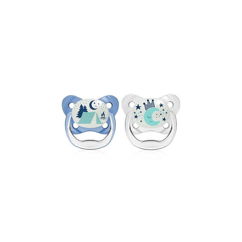 Dr Browns Prevent Chupete Silicona Nocturno Azul 6-18m 2 Uds