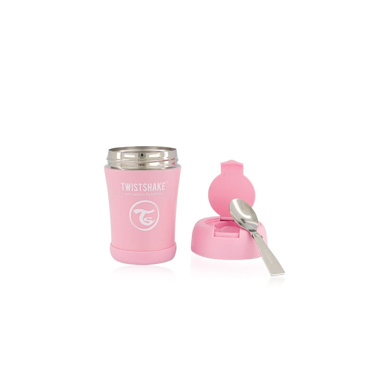 Twistshake Recipiente Termico de Acero con Cuchara Rosa 350ml