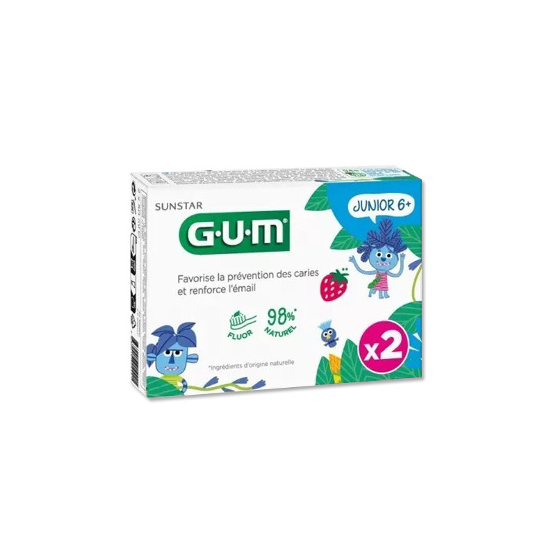 Gum Junior Gel Dentifrico Anticaries Fresa Duplo 2x50ml