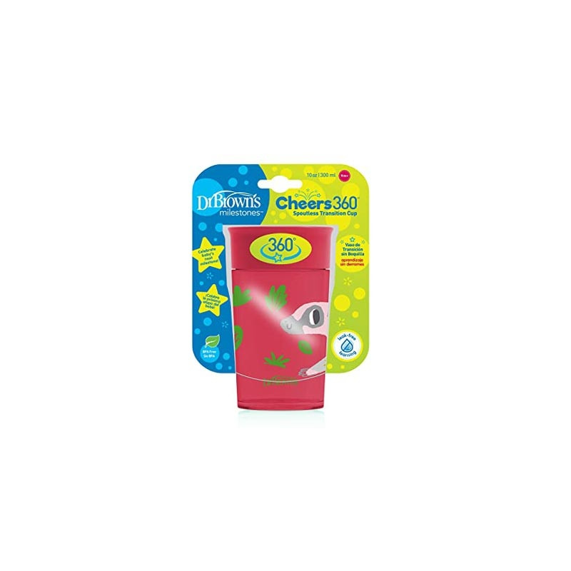 Dr Browns Cheers 360 Vaso Transicion Sin Boquilla Rosa 9m+ 300ml