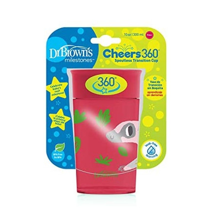 Dr Browns Cheers 360 Vaso Transicion Sin Boquilla Rosa 9m+ 300ml