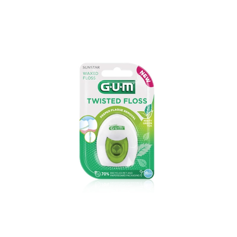 Gum Twisted Floss Seda Dental Te Verde-Menta 30m