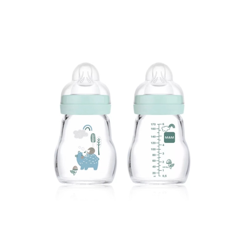 MAM Feel Good Biberon Cristal Azul 0M+ 170ml