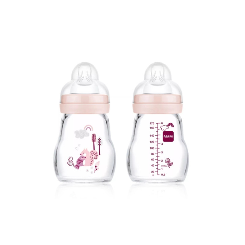 MAM Feel Good Biberon Cristal Rosa 0M+ 170ml