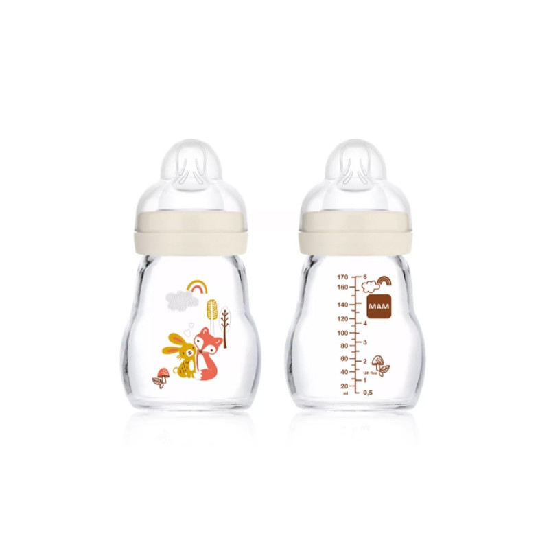 MAM Feel Good Biberon Cristal Marron 0M+ 170ml