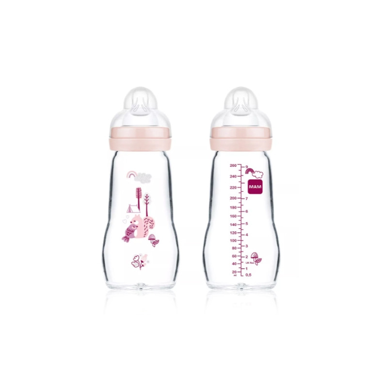 MAM Feel Good Biberon Cristal Rosa 2M+ 260ml