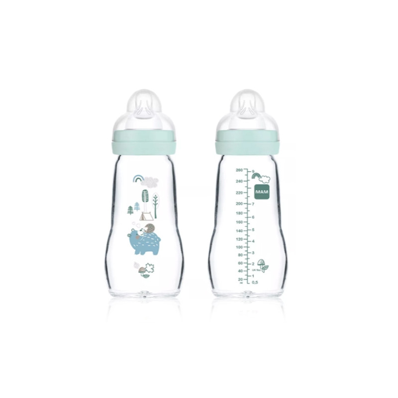 MAM Feel Good Biberon Cristal Azul 2M+ 260ml