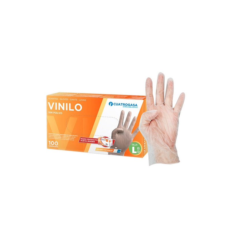 Guantes de Vinilo Sin Polvo Talla L 100 Uds
