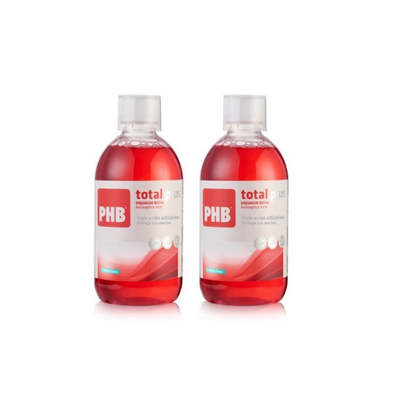 PHB Total Plus Enjuague Bucal Antiseptico Menta Duplo 2x500ml