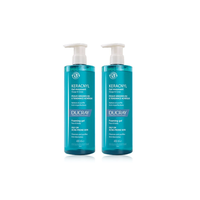 Ducray Keracnyl Gel Limpiador Cara Cuerpo Duplo 2x400ml