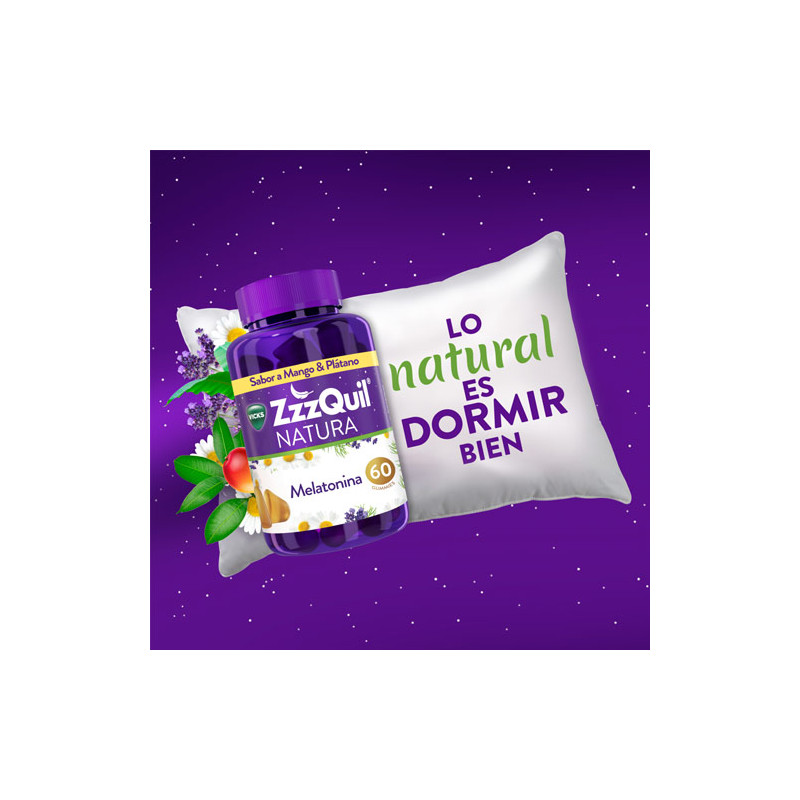 Vicks Zzzquil Natura Melatonina Sabor Mango-Platano 90 Gominolas