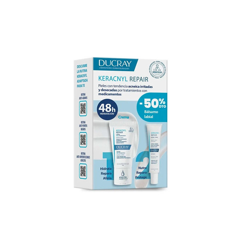 Ducray Keracnyl Repair Crema Hidratante 50ml +Balsamo Labial 15ml