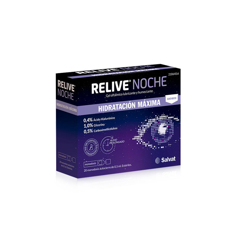 Relive Noche Gel Hidratacion Maxima Ojo Seco 20 Monodosis