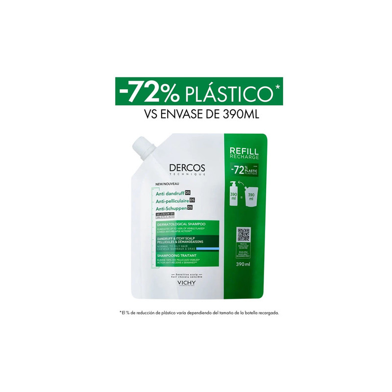 Vichy Dercos Anticaspa Champu Cabello Normal-Grasa Recarga 390ml
