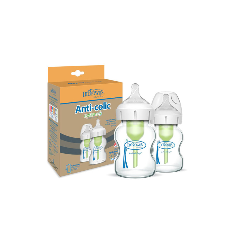 Dr Browns Options+ Biberon Vidrio Anticolico Duplo 2x150ml